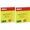APLI Spartito riutilizzabile autoadesivo 75 mm x 75 mm - Neon/Giallo (Confezione da 2)