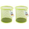 Leviatan Portapenne in Rete Metallica - Portamatite da Scrivania di Forma Rotondo Ø 91mm, Colore: Limone (Confezione da 2)