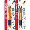 STABILO pointball - Penna a Sfera Ecosostenibile - CO2 neutral - Pack da 2 - Nero/Blu (Confezione da 2)