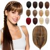 Elailite Hair Topper con Frangia Capelli in Cerchietto a Trecce Castano/Biondo Dorato, Toupet Extension Frangetta Posticci Toupee Protesi Donna 92g
