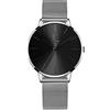 Alienwork Orologio Donna Argento Cinturino in Maglia Metallo Nero Ultra Sottile
