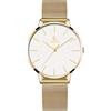 Alienwork Orologio Donna Oro Cinturino in Maglia Metallo Bianco Ultra Sottile