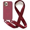 JIYUDZ JIYU Cover Magnetica per iPhone 12 Pro Max 6,7 con Cordino,Custodia Silicone Compatibile con MagSafe,Cover Silicone Antiurto con Corda Collana Tracolla Laccio Protettiva Case,Rosso