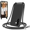 Jrkvniv Cover per Samsung Galaxy A26 5G con Cordino, Morbido TPU Silicone Case con Laccio Tracolla, Regolabile e Rimovibile, Antiurto AntiGraffio Case per Samsung Galaxy A26 5G, Nero