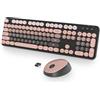 SbocKeeb Tastiera Colorata e Mouse Wireless, Cute Tastiera Wireless con Tastierino Numerico, Retro Macchina Da Scrivere Full-sizewith Tasti Rotondi, 2.4 GHz, Americana QWERTY (Dark plum)