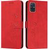 EATCYE Cover per Samsung Galaxy A71 5G, Flip Libro Libretto Custodia in Pelle PU per Samsung Galaxy A71 5G [Protezione Completa] [Slot per Scheda] [Funzione di Supporto] (#Rosso)