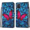 Mo-Somnus Cover per Samsung Galaxy A51 4G, Custodia in PU Pelle Magnetica Libro Flip Caso Antiurto Portafoglio [Supporto Stand] con Porta Carte e Cinturino da Polso Wallet Case (Farfalla)
