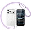 Yoedge Trasparente Glitter Cover Magnetica con Cordino per iPhone 17 Pro, Custodia Bling Brilla Tracolla Compatibile con MagSafe Magnetico Ricarica Wireless Case per iPhone 17 Pro 6,3,Blu