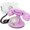 Opis Technology OPIS FunkyFon cable: Telefono fisso casa vintage con disco, telefono antico per linea fissa, stile retrò classico Pink