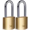 Yale Lucchetto in ottone Y110B/40/140/1 corpo 40mm, arco lungo in acciaio, 3 chiavi (Confezione da 2)