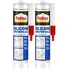 PATTEX Silicone Universale Trasparente, Sigillante Bagno e Infissi, Sigillante resistente alla Muffa, Silicone Trasparente 1 Cartuccia da 280 ml (Confezione da 2)