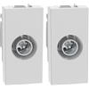 BTICINO MatixGO Presa TV 1 modulo Bianco JW4202P10 Presa coassiale passante terminale, attenuazione 10dB, per impianti di antenna centralizzati anche telealimentati (Confezione da 2)