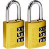 ABUS Lucchetto a combinazione in alluminio 144/30 giallo con numeri grandi, 80792 (Confezione da 2)