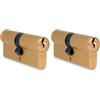 AMIG - Cilindro Serratura di Sicurezza per Porte in Legno - Misura 60 (30-30) mm - 5 Pini - Antiforo - Leva di 15 mm - Include 3 Chiavi in Ottone - Finitura Cromo Opaco (Confezione da 2)