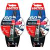 Loctite 60 Secondi Super Colla, Colla rapida per riparazioni domestiche in 60 secondi, colla liquida trasparente per molti materiali diversi, 1x20g tubetto (Confezione da 2)
