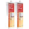 Fischer SNF Silicone Sigillante Legno Grigio Alluminio, Pavimenti e Finestre, Neutro a Basso Modulo, Elastico, per Serramenti, Porte, Infissi, Inodore, Esterno/Interno, 9378 (Confezione da 2)