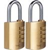 Yale Lucchetto in ottone a combinazione Y150B/40/130/1 corpo 40mm, arco in acciaio, combinazione a 4 cifre (Confezione da 2)
