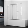 Marwell Parete pieghevole per vasca da bagno Silver Vital, cromata, 166,4 cm x 140 cm x 10 cm, elementi in vetro di sicurezza da 4 mm, con telaio in alluminio cromato e portasciugamani