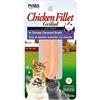 INABA Filetti di Pollo Grigliato per Gatti, in Brodo al Gusto di Gamberetti - Snack Gatto Ricco di Antiossidanti Senza Conservanti o Coloranti Artificiali, Grain-Free - Cibo per Gatti, 1 Filetto x 25g