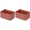 Compactor Lilou Cestino Portaoggetti Intrecciato con Manici, Polipropilene e Cartone, 23 x 15 x 12 cm, Terracotta, RAN9698 (Confezione da 2)