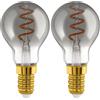 Eglo E14 LED dimmerabile, lampadina a spirale, vintage nero-trasparente in design retrò, 4 Watt, 100 lumen, luce bianco caldo, 2000k, lampadina Edison P45, Ø 4,5 cm (Confezione da 2)
