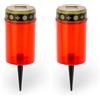 Velamp Lumino da Cimitero Solare LED - Candela Votiva Rossa Intermittente, Ricarica Solare, con Picchetto, Accensione Automatica al Buio, Altezza 12 cm (Confezione da 2)