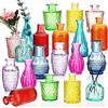 Inbagi Set di 20 piccoli vasi in vetro per fiori, vintage, graziosi vasi in vetro per centrotavola, vaso in vetro decorativo rustico, per tavoli nuziali, casa (molti colori)