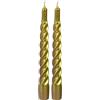 Cereria di Giorgio Risthò Candele Tortiglione Laccate, Cera di paraffina, Oro, 2.2x2.2x21 cm, 3 unità (Confezione da 2)