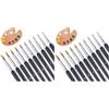 SQAFGYR Pennelli per Dipingere Acquerello Acrilico 10 Pezzi, Pennelli Pittura Set per Modellismo, Unghie, Miniatura, Pittura del Viso (Confezione da 2)
