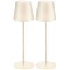 Majestic AGATA - Lampada da tavolo LED senza fili ricaricabile, Lunga durata, Dimmer Touch, Luce Calda-Naturale-Fredda, per interni ed esterni IP54, H37cm, Avorio (Confezione da 2)