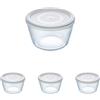 Pyrex Cook&Freeze Contenitore Tondo con Coperchio, Vetro, Bianco, 1,1 Litri (Confezione da 4)