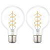Eglo Lampadina Globe LED a spirale, attacco E27, lampadina decorativa vintage con design rétro, 7,3 Watt, luce bianca calda, 806 lumen, 2700 k, lampadina Edison G80, diametro 8 cm (Confezione da 2)