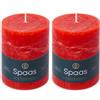 Spaas - Candela pilastro in stile rustico, 80/110 mm, 65 ore, rosso (Confezione da 2)