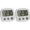 TFA Dostmann Timer digitale per sport/cucina/apprendimento, 38.2057.02, cronometro e tempo, magnetico, grande display, bianco (Confezione da 2)