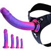 hainuo Set di imbracatura e dildo indossabili, 3 misure di dildo realistico in silicone indossabile con ventosa e cinghie regolabili, giocattoli vaginali e anali per principianti del sesso lesbico e gay