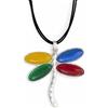 ASTER ALHELÍ - Ciondolo a forma di libellula da Donna in zama Placcato Argento e Resina - Collana lunga Nera Regolabile con Ciondolo Protettivo - Perfetta come Regalo (Multicolore)