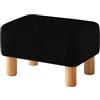 YMYNY Ottomano, Poggiapiedi Camera da Letto, Pouf Poggiapiedi, Materiale in Velluto Teddy, Sgabello Basso in Legno, Piccolo Sgabello Imbottito per Soggiorno e Ingresso 40 x 29 x 25CM Nero HBD030B