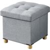 BRIAN & DANY Pouf Contenitore, Puff Poggiapiedi Pieghevole, Sgabello Quadrato Contenitore Per Soggiorno, Camera Da Letto, Camerino, Grigio Chiaro, 38 X 38 X 38 cm