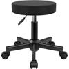KKTONER Sgabello da Ufficio con Ruote Seduta Rotonda in Pelle PU Altezza Regolabile 45-60cm Sedia da Lavoro Nera