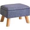 YMYNY Ottomano di Stoccaggio, Pouf Poggiapied, Piccolo Sgabello Con Gambe In Legno Robusto, Sgabello Contenitore Con Sedile Imbottito Per Soggiorno Camera Da Letto Ingresso 40 ×30 ×28CM Blu HBD042BU
