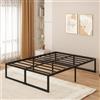 Yicensen Letto Piazza e Mezza 140x190 cm H 46 cm Doghe Acciaio, Nero | Montaggio Facile, Silenzioso, Spazio Sotto Letto per Riporre Oggetti