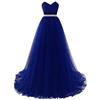 Misshow Abito da ballo lungo elegante in stile vintage con spalle scoperte con paillettes, abito da donna lungo chic da sera, blu royal, 38