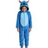 Disney Stitch Pigiama per Ragazze, Pigiama Intero in Morbido Pile con Cappuccio 3D per Bambina, Taglie 3 a 8 Anni (IT, età, 3 Anni, Regular, Blu)