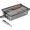 Navaris Set 1x Cestello Griglia Barbecue 1x Pinza Cucina Acciaio - Cestino BBQ Manico Pieghevole - Grill Basket Antiaderente Cuoci Verdure Carne Pesce