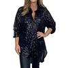 Yekdmxop Blusa Donna Elegante Con Paillettes Curvy Manica Lunga Blusa Glitter Oro Natale Magliette Argento Cardigan tshirt Tops Taglie Forti Brillantini Camicia Cerimonia Strass Maglietta Capodanno T Shirt