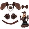 TUONYIS Set di 5 costumi da bassotto, costume da cucciolo di cane, cerchietto con orecchie e coda di cane, accessori per costume di Halloween, cosplay (5 pezzi)