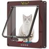 Ycozy Porta per Gatti per Porte 25.2 x 23.7cm con Chiusura a 4 Vie per Porta Interna Esterna Finestra a Muro, Gattaiola Resistente alle Intemperie per Gattini e Cani Facilmente Installabile