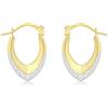 Carissima Orecchini Creola a Taglio Diamantato in Oro Giallo e Bicolore 9 ct per Donna