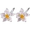 NicoWerk orecchini da donna in argento Lotus realizzati in argento sterling 925 fiore Golden SOR255