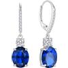 FJ Orecchini Pendenti Ovale Argento 925 Orecchini Spinello Blu Pietre Portafortuna Settembre Gioielli Regalo per Donna